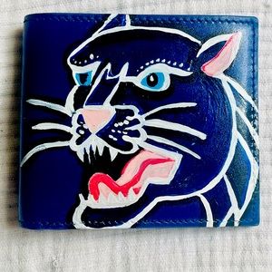 BNWT BAGGU custom blue leather wallet- panther-rare
